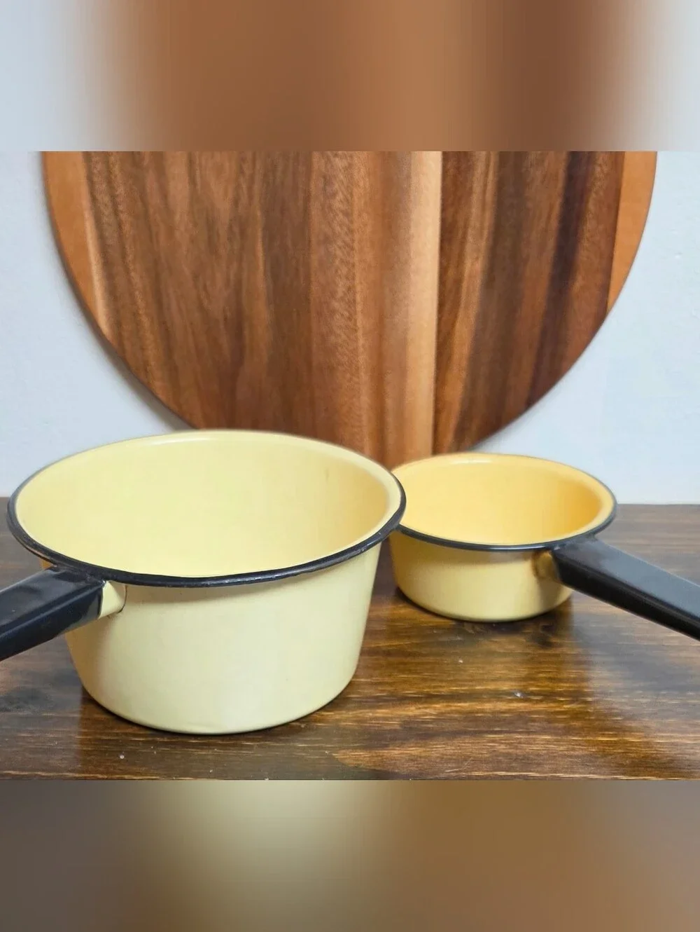 Vintage Yellow Metal Pots